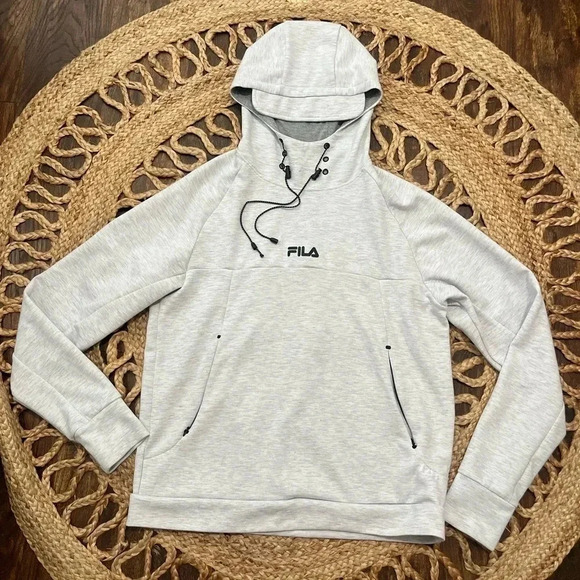 Women’s Fila Lightweight Light Grey Pullover Hoodie Size Large - Picture 1 of 7